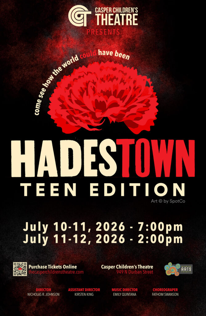 Hadestown Teen Edition poster with red carnation